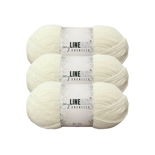 MyLineART Amigurumi Weiches Samtgarn, Chenille, Häkelgarn für Babydecke, Garn zum Stricken, 3 x 100 g, 3 x 120 m MyLineART Amigurumi Weiches Samtgarn, Chenille, Häkelgarn für Babydecke, Garn zum Stricken, 3 x 100 g, 3 x 120 m von MYLINEART