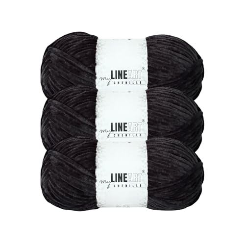 MyLineART Amigurumi Weiches Samtgarn, Chenille, Häkelgarn für Babydecke, Garn zum Stricken, 3 x 100 g, 3 x 120 m von MYLINEART