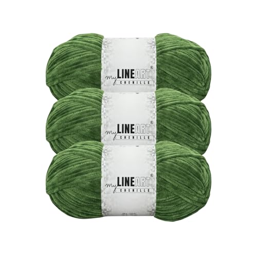 MyLineART Amigurumi Weiches Samtgarn, Chenille, Häkelgarn für Babydecke, Garn zum Stricken, 3 x 100 g, 3 x 120 m MyLineART Amigurumi Weiches Samtgarn, Chenille, Häkelgarn für Babydecke, Garn zum Stricken, 3 x 100 g, 3 x 120 m von MYLINEART