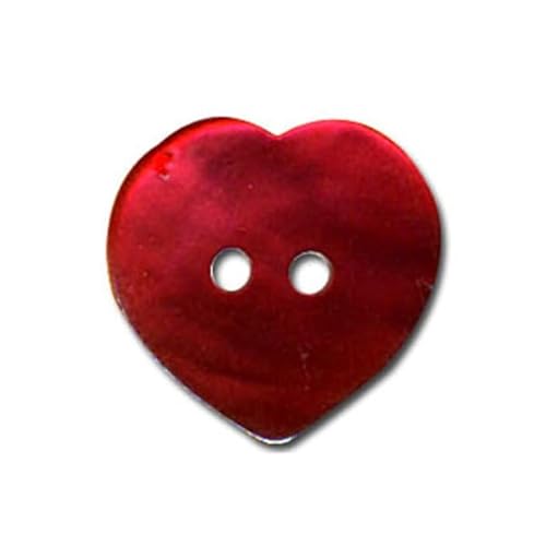 3 Knöpfe Perlmutt in Herzform, Farbe Rot, Größe 18 mm von MYMERCERIE