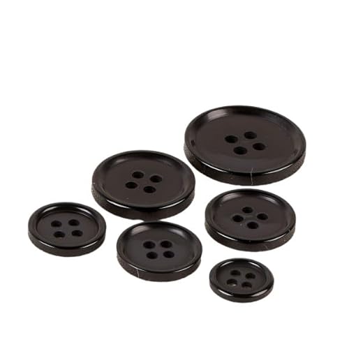 3 runde Knöpfe mit 4 Löchern, klassisch, schwarz, Größe 19 mm von MYMERCERIE