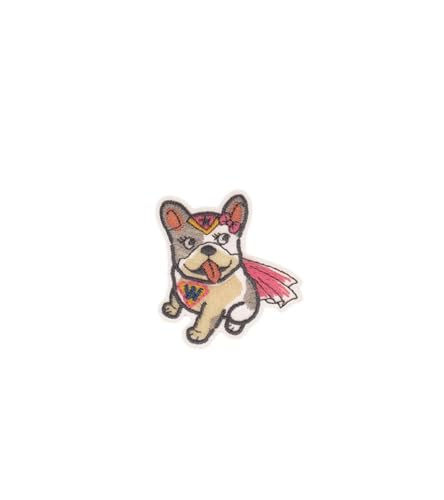 Aufnäher zum Aufbügeln, Motiv: Superhelden-Tiere, 3,7 cm x 4,8 cm, Bulledog für Mädchen Aufnäher zum Aufbügeln, Motiv: Superhelden-Tiere, 3,7 cm x 4,8 cm, Bulledog für Mädchen von MYMERCERIE