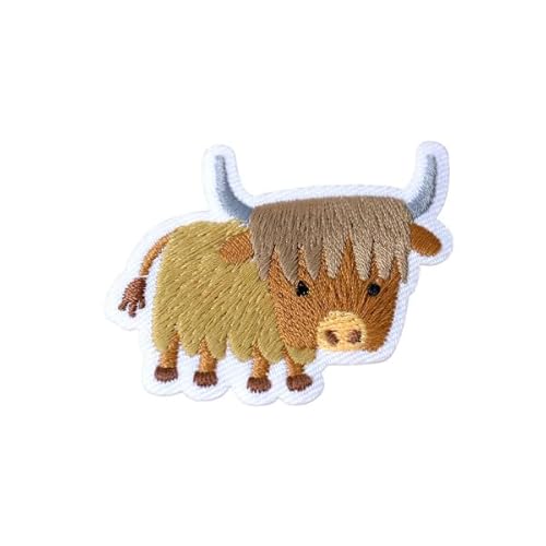 Aufnäher zum Aufbügeln, Motiv: süßer Bison mit kleinen Tieren, 3 cm x 3,6 cm, 3 Stück von MYMERCERIE