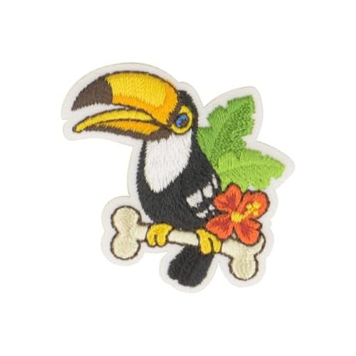 Aufnäher zum Aufbügeln, tropischer Vogel, Tukan, 4 x 4 cm, 3 Stück von MYMERCERIE