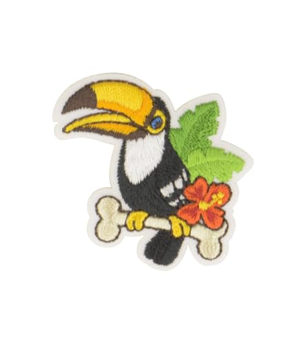 Aufnäher zum Aufbügeln, tropischer Vogel, Tukan, 4 x 4 cm, 3 Stück Aufnäher zum Aufbügeln, tropischer Vogel, Tukan, 4 x 4 cm, 3 Stück von MYMERCERIE