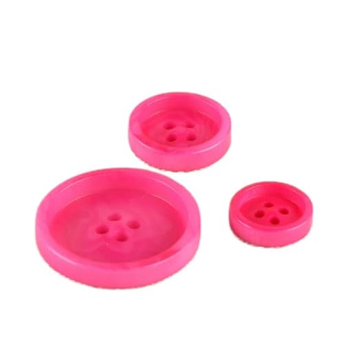 Corozo-Knöpfe, 4 Löcher, Fuchsia, Größe 11 mm, 3 Stück von MYMERCERIE