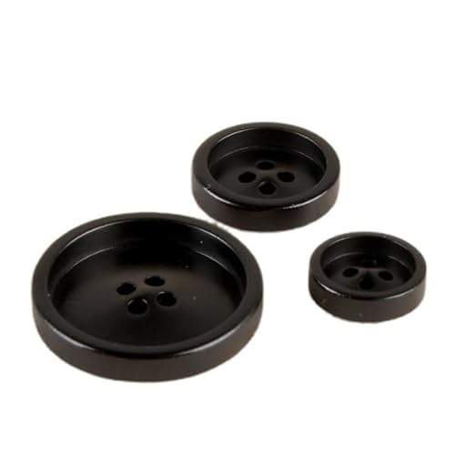 MYMERCERIE Corozo-Knöpfe, 4 Löcher, schwarz, Größe 23 mm, 3 Stück von MYMERCERIE