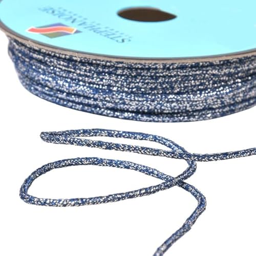 Kordel, meliert, Metall, 2 mm, Blau/Silber, Meterware Kordel, meliert, Metall, 2 mm, Blau/Silber, Meterware von MYMERCERIE