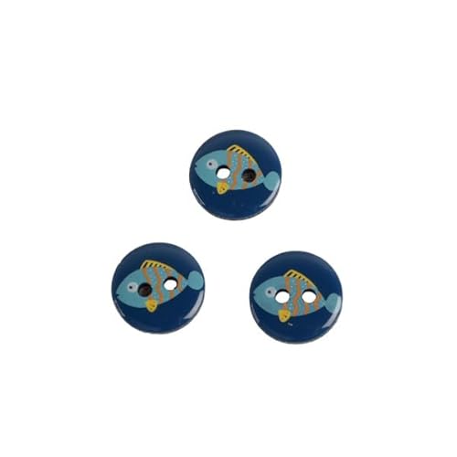 MYMERCERIE 3 Knöpfe mit 2 Löchern, für Kinder, Fische, Größe 13 mm von MYMERCERIE