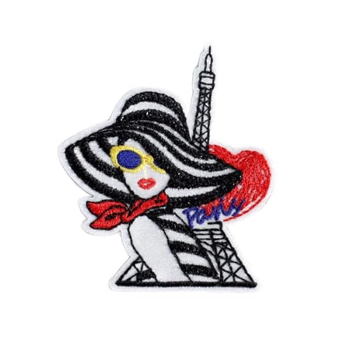 MYMERCERIE 3 Stück Aufnäher Damen Fashion Paris 5 cm x 5,7 cm von MYMERCERIE