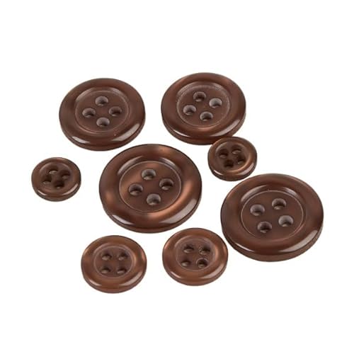 MYMERCERIE 3 runde Knöpfe, 4 Löcher, braun, Größe 11 mm von MYMERCERIE