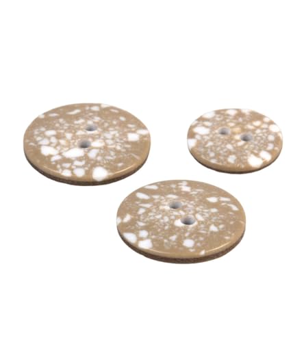 MYMERCERIE 3 runde Knöpfe, recycelter Kunststoff, 2 Löcher, Steinbeige, Größe 20 mm von MYMERCERIE