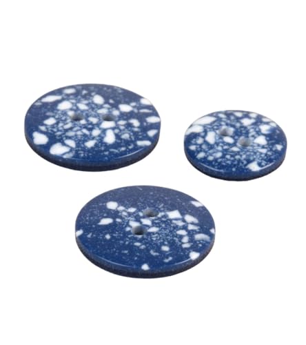 MYMERCERIE 3 runde Knöpfe, recycelter Kunststoff, 2 Löcher, französisches Blau, Größe 20 mm von MYMERCERIE
