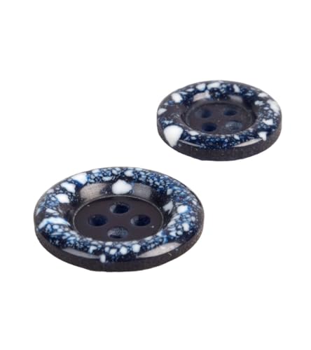 MYMERCERIE 3 runde Knöpfe, recycelter Kunststoff, 4 Löcher, Marineblau, Größe 15 mm von MYMERCERIE