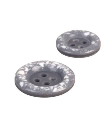 MYMERCERIE 3 runde Knöpfe aus recyceltem Kunststoff, 4 Löcher, Aschgrau, Größe 20 mm von MYMERCERIE