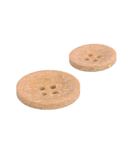 MYMERCERIE 3 runde Knöpfe mit Reishinde, 4 Löcher, Beige, Antilope – Größe 20 mm von MYMERCERIE