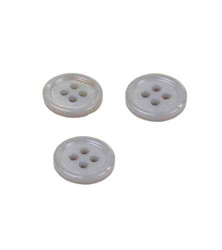 MYMERCERIE 3 runde Muschelknöpfe mit 4 Löchern, 11 mm, Aschgrau von MYMERCERIE