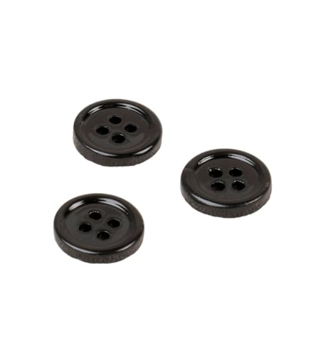 MYMERCERIE 3 runde Muschelknöpfe mit 4 Löchern, 11 mm, Schwarz von MYMERCERIE