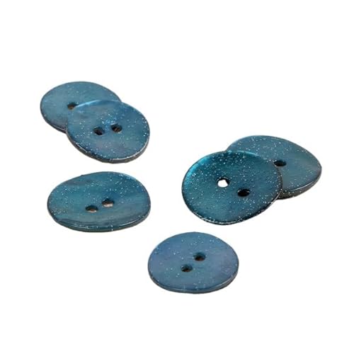 MYMERCERIE 3er Pack Perlmuttknöpfe mit Glitzer, petrolblau, Größe 18 mm von MYMERCERIE