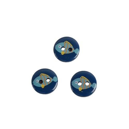 MYMERCERIE 6 Fisch Knöpfe, 13mm, Blau, Kunststoff, 6 Stück von MYMERCERIE
