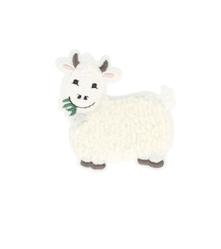 MYMERCERIE Aufnäher zum Aufbügeln, Motiv: Bauernhof, flauschig, Ziege, 5,5 cm x 5,4 cm, 3 Stück von MYMERCERIE