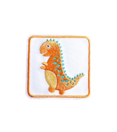 MYMERCERIE Aufnäher zum Aufbügeln, niedliche Tiere, Dinosaurier, Orange, 5 cm x 5 cm von MYMERCERIE