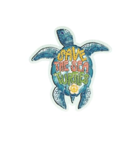 MYMERCERIE Good Vibes Save The Sea Turtles Aufnäher zum Aufbügeln, 6 cm x 5,8 cm, 3 Stück von MYMERCERIE
