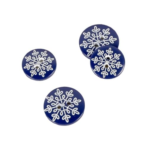 MYMERCERIE Knopf mit 2 Löchern, Schneeflocke, Marineblau – Größe 15 mm von MYMERCERIE