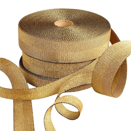 MYMERCERIE Metall-Gurt, goldfarben/schwarz, Meterware – Größe 20 mm MYMERCERIE Metall-Gurt, goldfarben/schwarz, Meterware – Größe 20 mm von MYMERCERIE