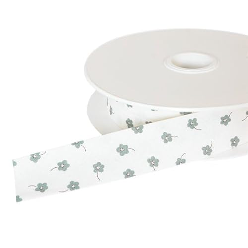 MYMERCERIE Schrägband, kleine Blumen, 25 mm, Khaki, hellgrün, Meterware MYMERCERIE Schrägband, kleine Blumen, 25 mm, Khaki, hellgrün, Meterware von MYMERCERIE