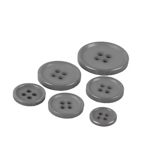 MYMERCERIE Set mit 3 runden Knöpfen, 4 Löcher, klassisch, Grau, Größe 11 mm von MYMERCERIE