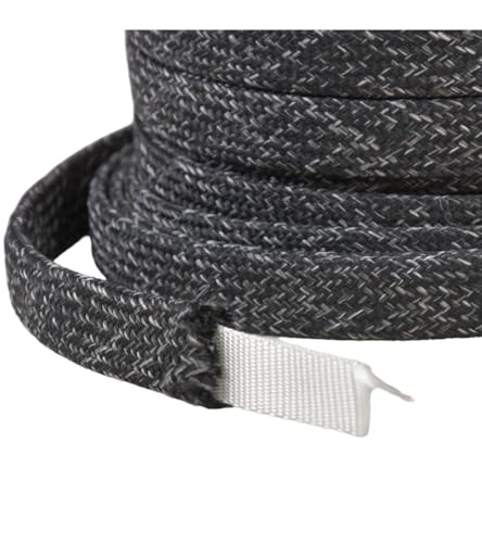 MYMERCERIE Spule, 20 m, geflochten, meliert, für Henkel von Beuteln, 16 mm, Schwarz von MYMERCERIE