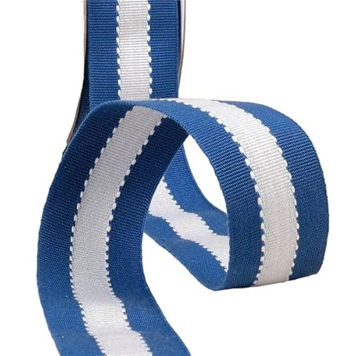 Ripsband, zweifarbig, 40 mm, Marineblau, naturfarben, Meterware von MYMERCERIE