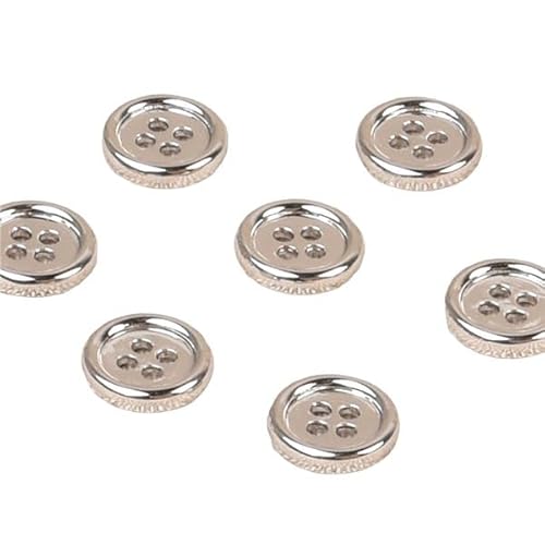 MYMERCERIE 6 Knöpfe aus Legierung, 4 Löcher, 10 mm, silberfarben von MYMERCERIE
