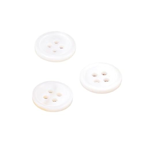 MYMERCERIE Set mit 6 runden Muschelknöpfen, 4 Löcher, 11 mm, Weiß von MYMERCERIE
