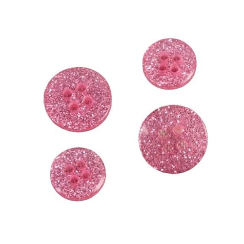 Set mit 6 runden Knöpfen, Pailletten, Rosa, Größe 10 mm von MYMERCERIE