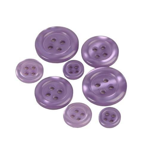 MYMERCERY Set mit 6 runden Knöpfen, 4 Löcher, lila-mauve, Größe 18 mm von MYMERCERIE