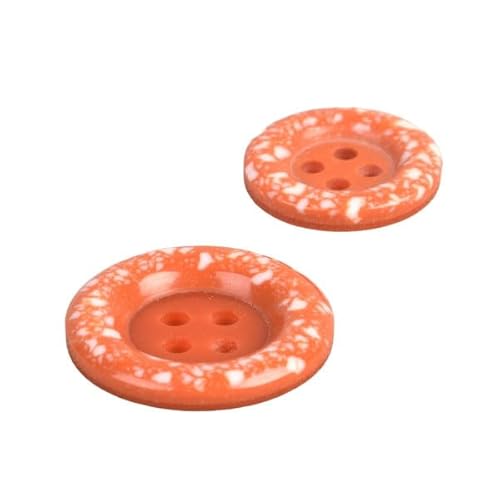 MYMERCERY Set mit 6 runden Knöpfen aus recyceltem Kunststoff, 4 Löcher, orange, Größe 20 mm von MYMERCERIE