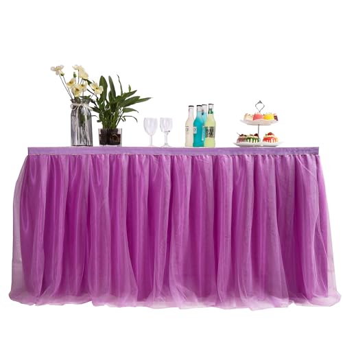 3ft / 90cm Violett Tischrock, romantische Tüll Schreibtisch Gaze, Tischdekoration, Schneeflocke Wonderland Tutu Tischdecke, für Babyparty,Hochzeit,Geburtstag,Party,Bar,Valentinstag Weihnachten von MYMM