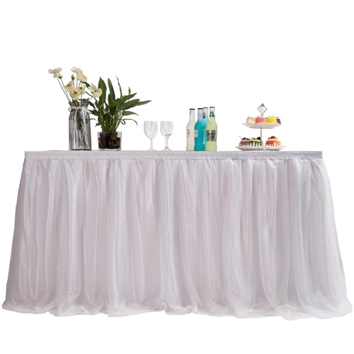 6ft / 182cm Weiß Tischrock, romantische Tüll Schreibtisch Gaze, Tischdekoration, Schneeflocke Wonderland Tutu Tischdecke, für Babyparty,Hochzeit,Geburtstag,Party,Valentinstag Weihnachten 6ft / 182cm Weiß Tischrock, romantische Tüll Schreibtisch Gaze, Tischdekoration, Schneeflocke Wonderland Tutu Tischdecke, für Babyparty,Hochzeit,Geburtstag,Party,Valentinstag Weihnachten von MYMM