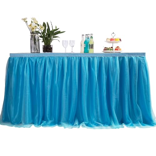 9ft / 273cm Blau Tischrock, romantische Tüll Schreibtisch Gaze, Tischdekoration, Schneeflocke Wonderland Tutu Tischdecke, für Babyparty,Hochzeit,Geburtstag,Party,Bar,Valentinstag Weihnachten 9ft / 273cm Blau Tischrock, romantische Tüll Schreibtisch Gaze, Tischdekoration, Schneeflocke Wonderland Tutu Tischdecke, für Babyparty,Hochzeit,Geburtstag,Party,Bar,Valentinstag Weihnachten von MYMM