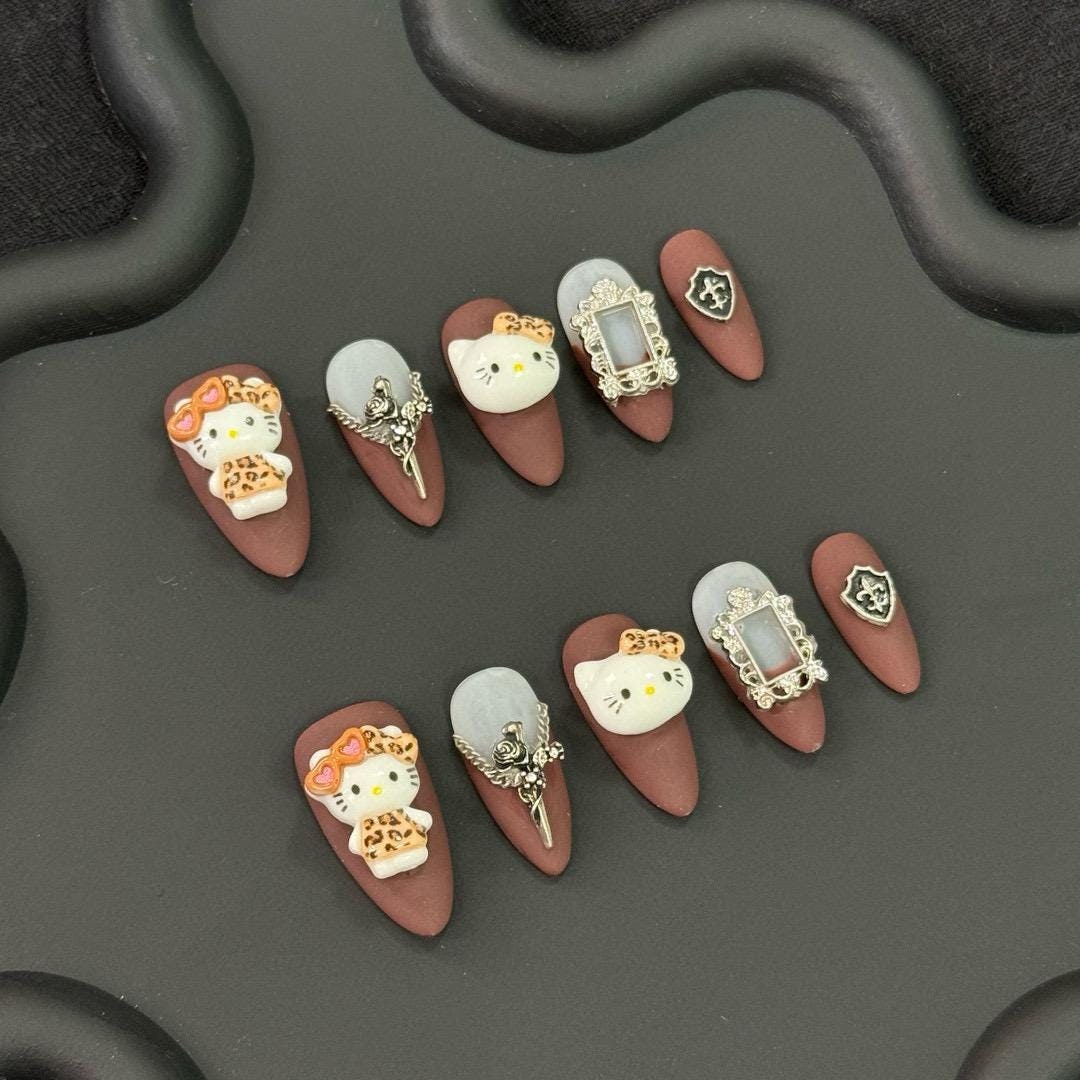 Gothic Kitty Charm Nail Press On Nails Manicure/ Reusable/ Stiletto 22mm Gothic Kitty Charm Nail Press On Nails Manicure/ Reusable/ Stiletto 22mm von MYNAILPRESS