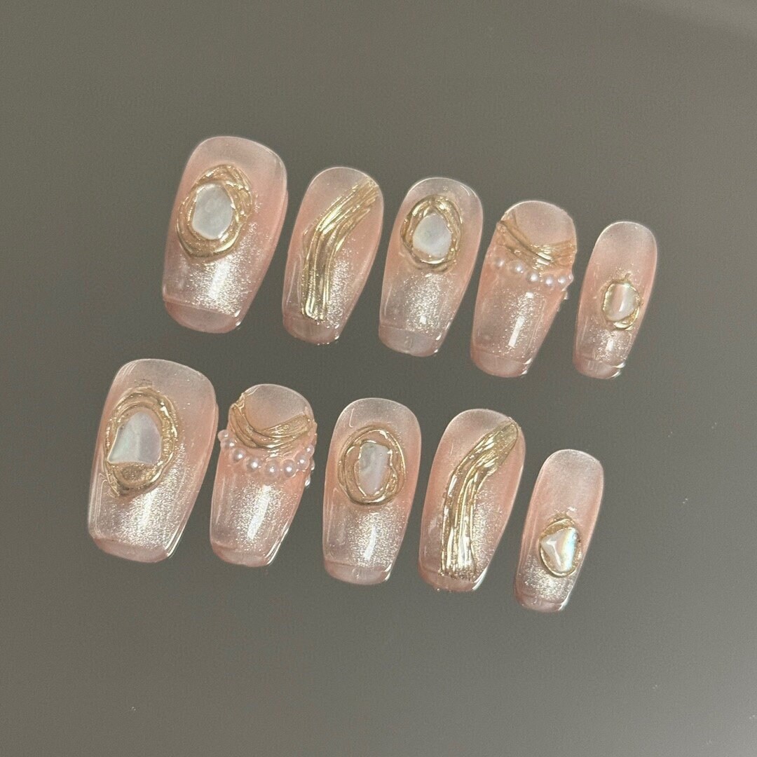 Pink Opulence Press On Nails Manicure/ Reusable/ Coffin Nail 20mm S Size Pink Opulence Press On Nails Manicure/ Reusable/ Coffin Nail 20mm S Size von MYNAILPRESS