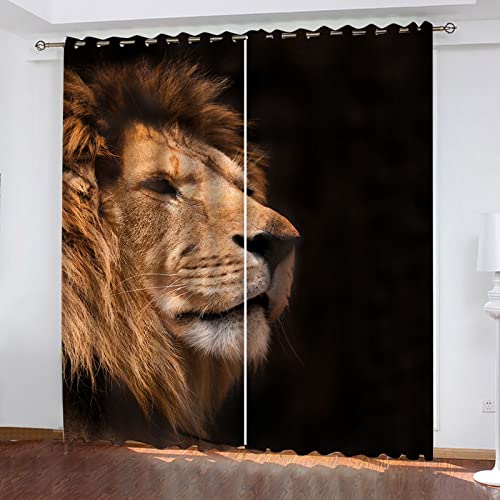 Outdoor Gardinen Mit Ösen 3D Tierischer Goldener Löwe Verdunkelungsvorhang Mit Ösen H 140 X B 110 cm - Blickdicht Thermovorhänge 2Er Set Für Schlafzimmer Wohnzimmer, Vorhang Kinderzimmer Mädchen Jung Outdoor Gardinen Mit Ösen 3D Tierischer Goldener Löwe Verdunkelungsvorhang Mit Ösen H 140 X B 110 cm - Blickdicht Thermovorhänge 2Er Set Für Schlafzimmer Wohnzimmer, Vorhang Kinderzimmer Mädchen Jung von MYPALL