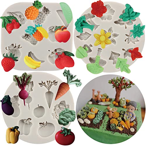 MYPRACS 3 Stück Silikonform für Gemüse Obst Rettich Tomate Aubergine Kohl Erdbeere Ananas Fondantform für Cupcake Topper Kuchendekoration Süßigkeiten Schokolade Gummipaste Polymerton MYPRACS 3 Stück Silikonform für Gemüse Obst Rettich Tomate Aubergine Kohl Erdbeere Ananas Fondantform für Cupcake Topper Kuchendekoration Süßigkeiten Schokolade Gummipaste Polymerton von MYPRACS
