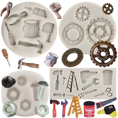 MYPRACS 4 Stück Bauwerkzeuge Fondantform Handwerkzeuge Silikonformen für Kuchendekoration Cupcake Topper Kandiszucker Schokolade Gummipaste MYPRACS 4 Stück Bauwerkzeuge Fondantform Handwerkzeuge Silikonformen für Kuchendekoration Cupcake Topper Kandiszucker Schokolade Gummipaste von MYPRACS