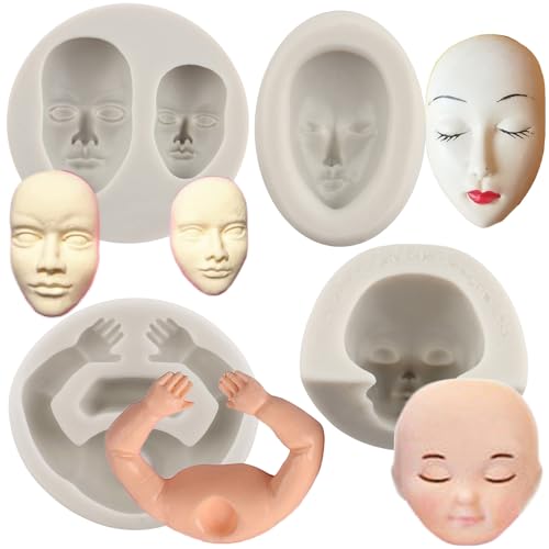 MYPRACS 4 Stück Menschliches Gesicht Silikonform Puppenkörper Fondantform Babygesichtsformen 3D Babyarmform für Kuchendekoration Cupcake Topper Schokolade Süßigkeiten Gummipaste Polymerton MYPRACS 4 Stück Menschliches Gesicht Silikonform Puppenkörper Fondantform Babygesichtsformen 3D Babyarmform für Kuchendekoration Cupcake Topper Schokolade Süßigkeiten Gummipaste Polymerton von MYPRACS