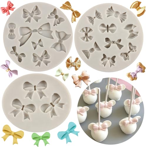 MYPRACS Bögen Silikonform Bowknot Fondant Formen für Zucker Handwerk Kuchen dekorieren Cupcake Topper Polymer Ton Süßigkeiten Schokolade Gummi Paste Satz von 3 von MYPRACS