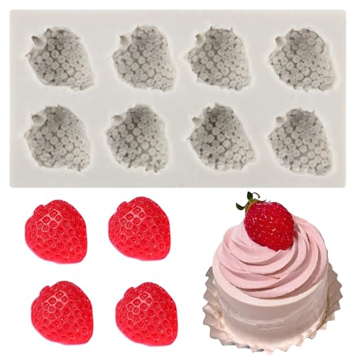 MYPRACS Erdbeer Fondant Formen Obst Silikonform für Zuckerhandwerk Kuchendekoration Cupcake Topper Polymer Ton Süßigkeiten Schokolade Gummipaste von MYPRACS
