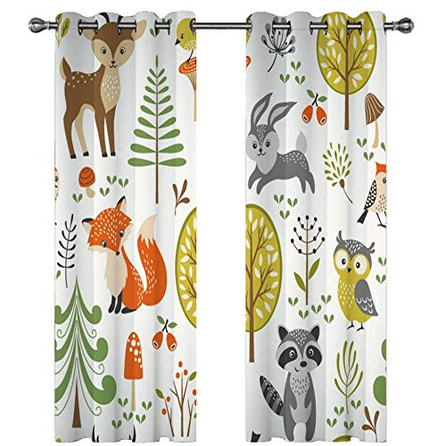 MYQF Gardine Vorhänge Cartoon Kinder Waldtiere Gardine Blickdicht Thermo Vorhang Kinderzimmer Gardinen Junge Mädchen Ösenvorhang 150x166cm MYQF Gardine Vorhänge Cartoon Kinder Waldtiere Gardine Blickdicht Thermo Vorhang Kinderzimmer Gardinen Junge Mädchen Ösenvorhang 150x166cm von MYQF